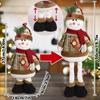 1pc Merry Christmas Decor Scalable Leg Snowman Dolls Figurines Christmas Gift For Kids Plush Elk Santa Doll Model Table Ornament
