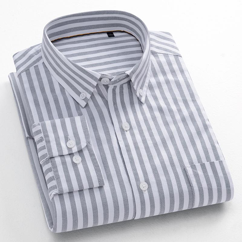 Men's All-Cotton High-End Retro Striped Shirt for Spring & Autumn