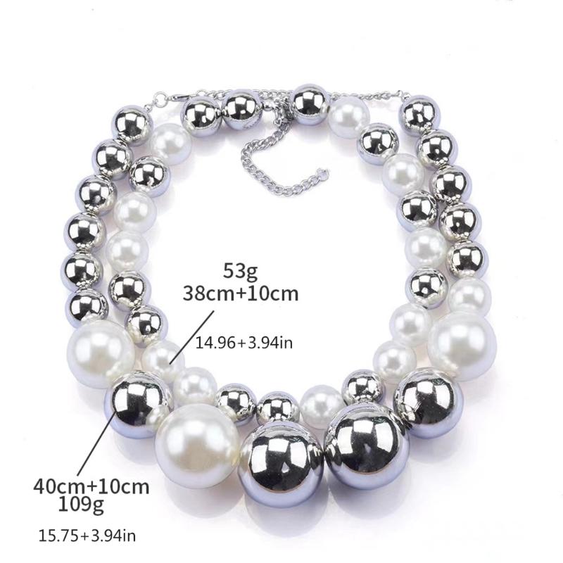 Elegant Pearl Beads Ball Necklace Temperament Clavicle Chain Birthday Gift