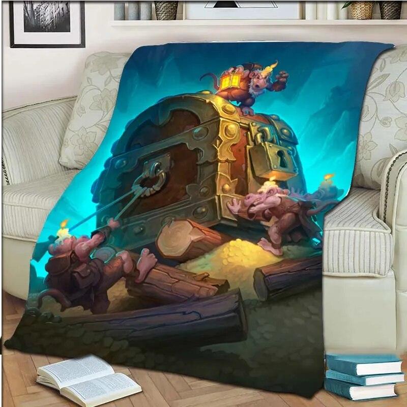 Game Hearthstone 3D tištěná umělecká fleecová přikrývka do postele Turistika Piknik Hrubá přikrývka přes postel Fleecová přikrývka