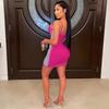 X5047 European-American Fashion Spaghetti Strap Mesh Bodycon Dress
