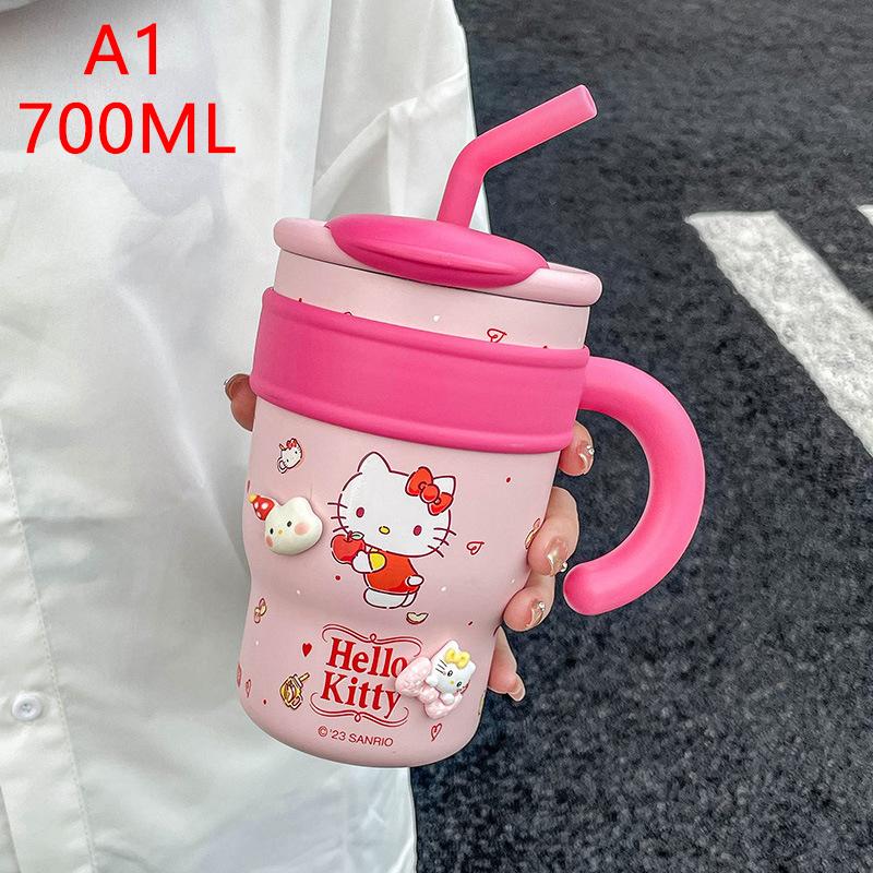 

Мультяшная чашка для воды из нержавеющей стали, симпатичная, 700 мл, изолированная бутылка для воды, большая емкость, соломенная термос, чашка, посуда для питья