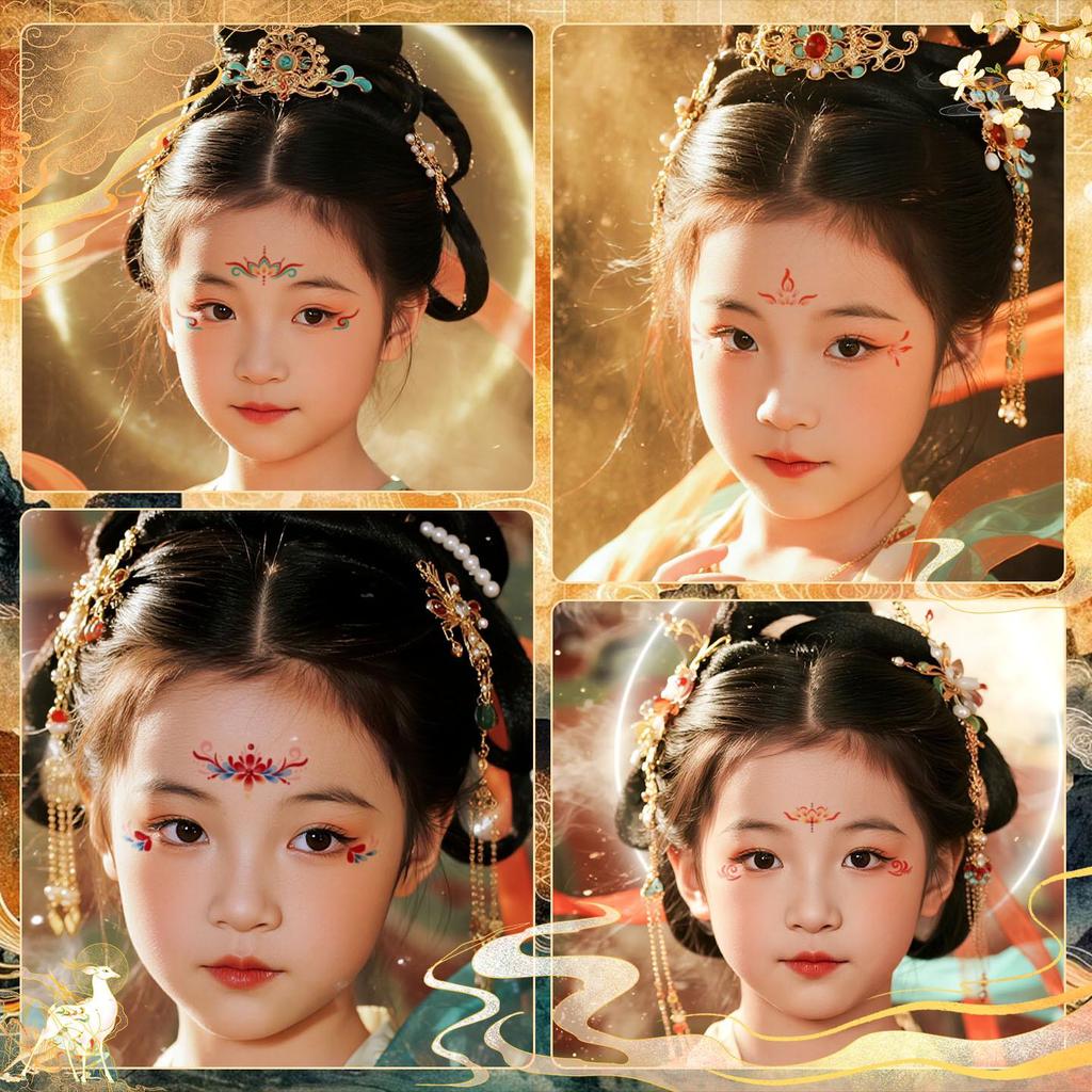 Colorful Cross-Border Tattoo Stickers: Ancient Style Forehead & Cute Designs, Easy to Clean, High Aesthetic Appeal.