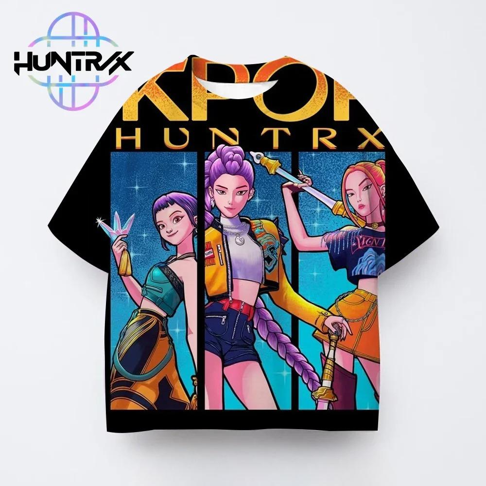 

Boys Girls Casual Fashion Kids Kpop Demon Hunters 3D Short Sleeve Anime Clothes Comfortable Round Neck Soft Summer T-Shirt 160