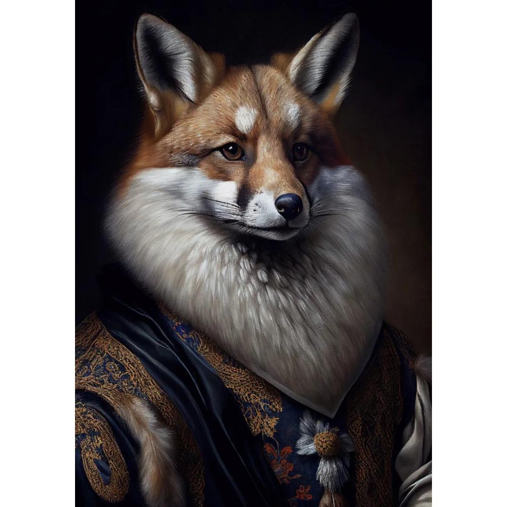 Animal Portrait Lion Fox Golden Retriever In Military Uniform Poster Print Wall Art Pictures Canvas Painting Room Home Decor