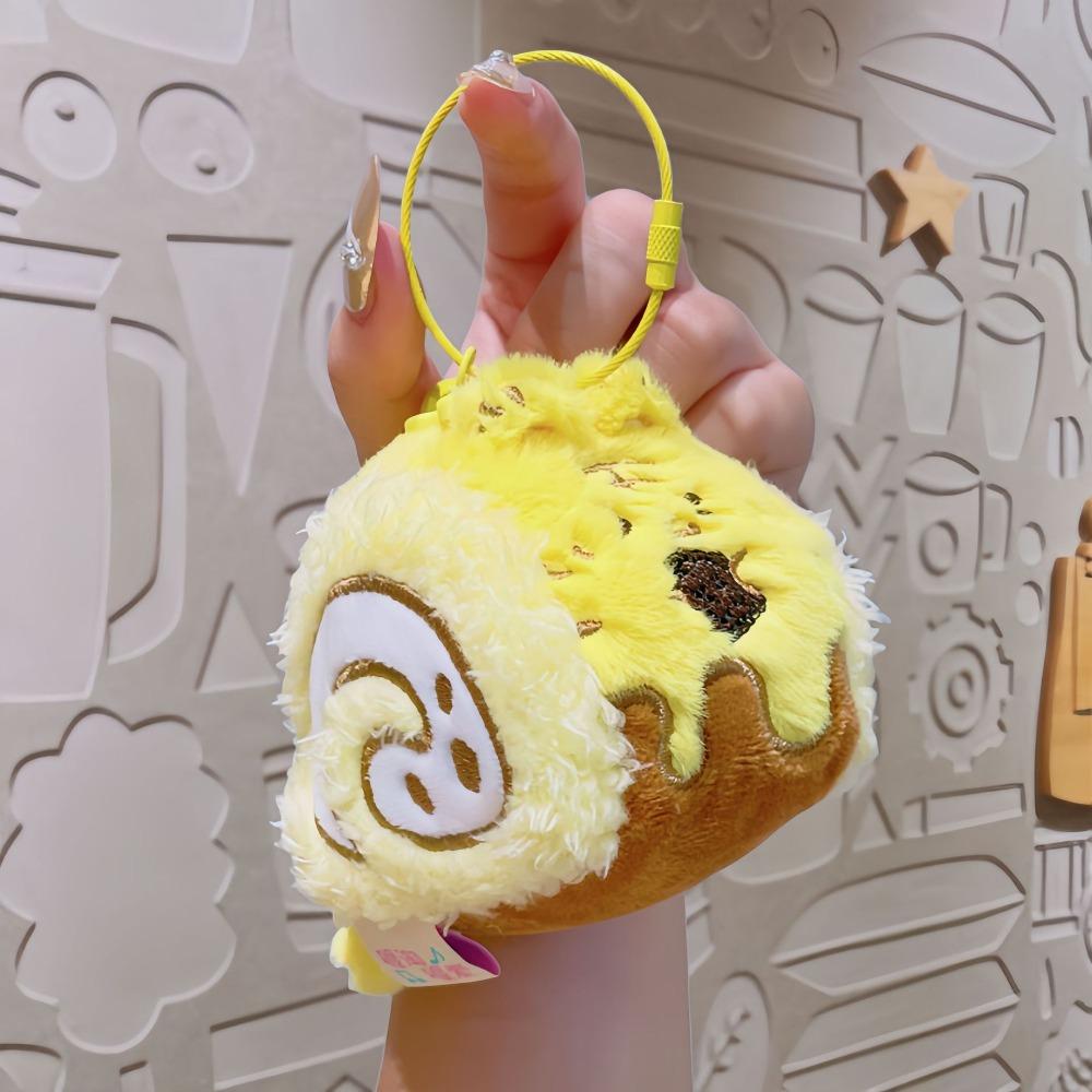 Stuffed Swiss Roll Pendant Animal Cartoon Plush Keychain Plush Swiss Roll Keychain Festive Decor