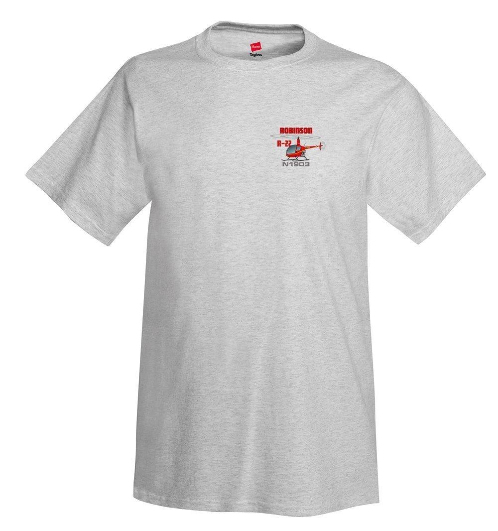 

Robinson R22 Helicopter Airplane T-Shirt - Personalized with Your N# M