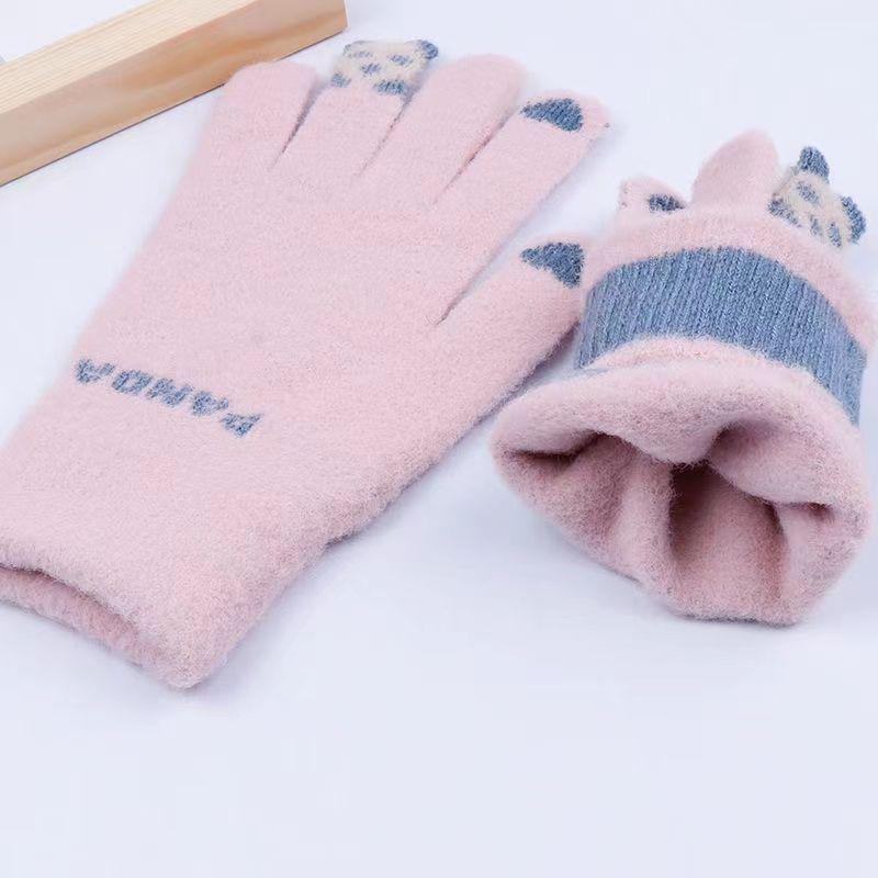 Niedliche Damen-Touchscreen-Plüschhandschuhe: Warm, verdickt für Frühling & Herbst Radfahren