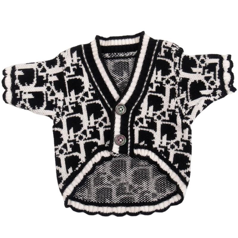 Dog Clothes, And Winter Black Coat, Casual Printed Cardigan, , Small Dog M чёрный