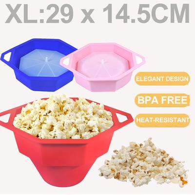 1PC Silicone Microwave Popcorn Bowl Bucket,DIY Popcorn Maker with Lid,Air Popper Bowl Homemade Large Capacity Colorful Kitchen Baking Tools