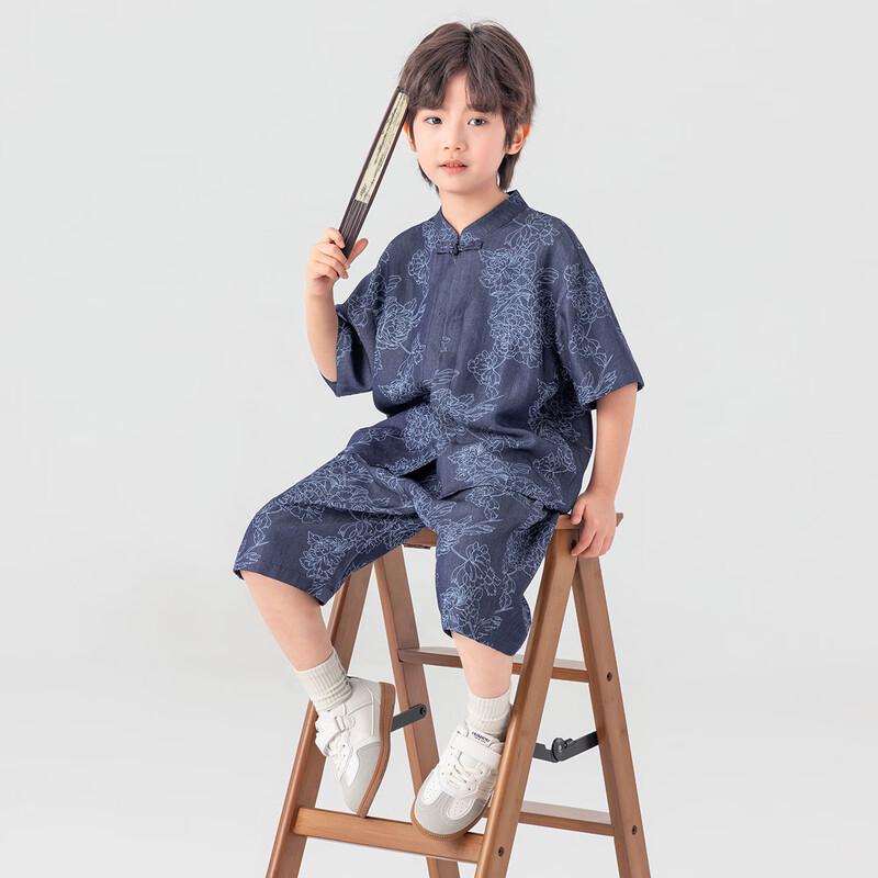 Boys' New Chinese Style Short Sleeve Tang Suit Set