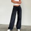 Straight Leg Mid Waisted Jeans For Women Casual  Hem Jeans Casual Pants