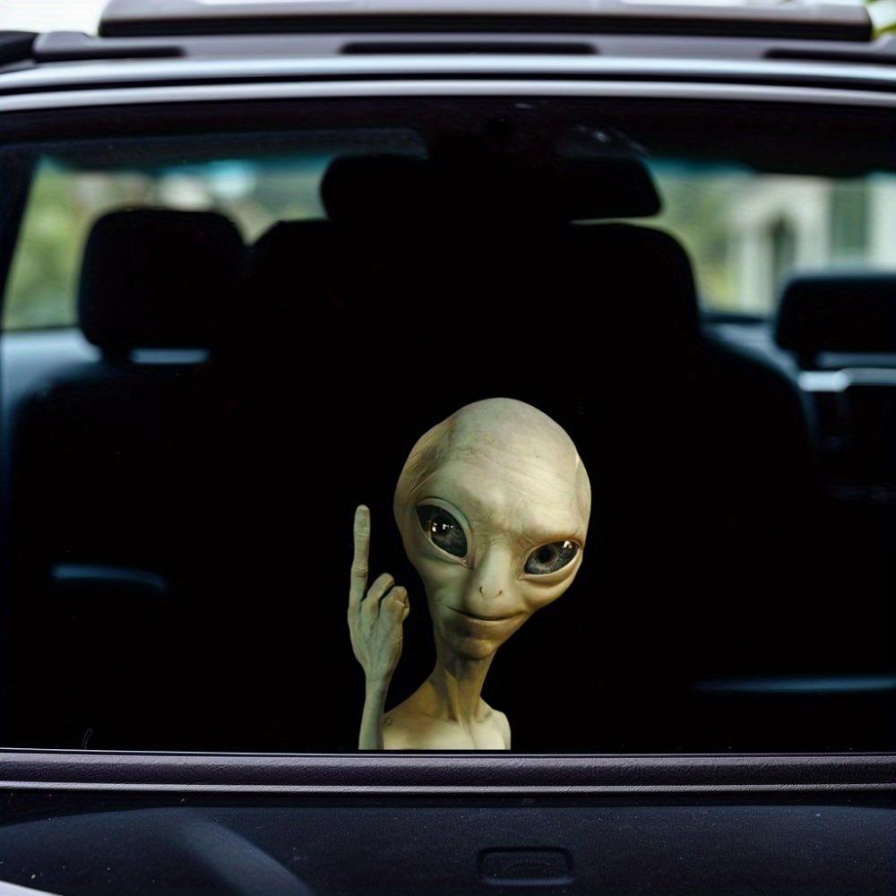 1PC Alien fluturând mașina autocolante Auto Window impermeabil vinil decals durabil vehicul bara de protecție corp amuzant UFO decorare universală