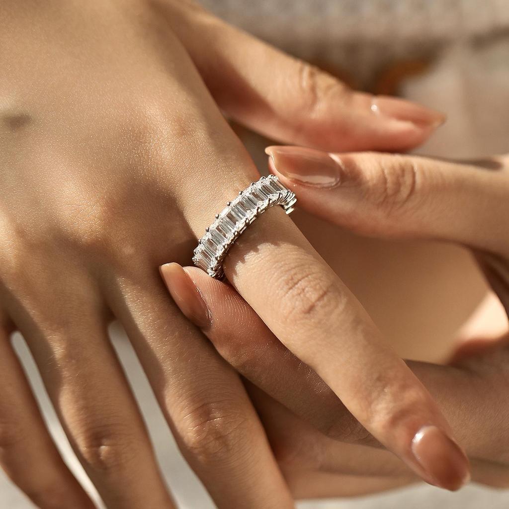 MODIAN Solide 925 Sterling Silber Exquisite Luxus Smaragd Cut High Grade Zirkonia Ring Für Frauen Hochzeit Verlobung Edlen Schmuck