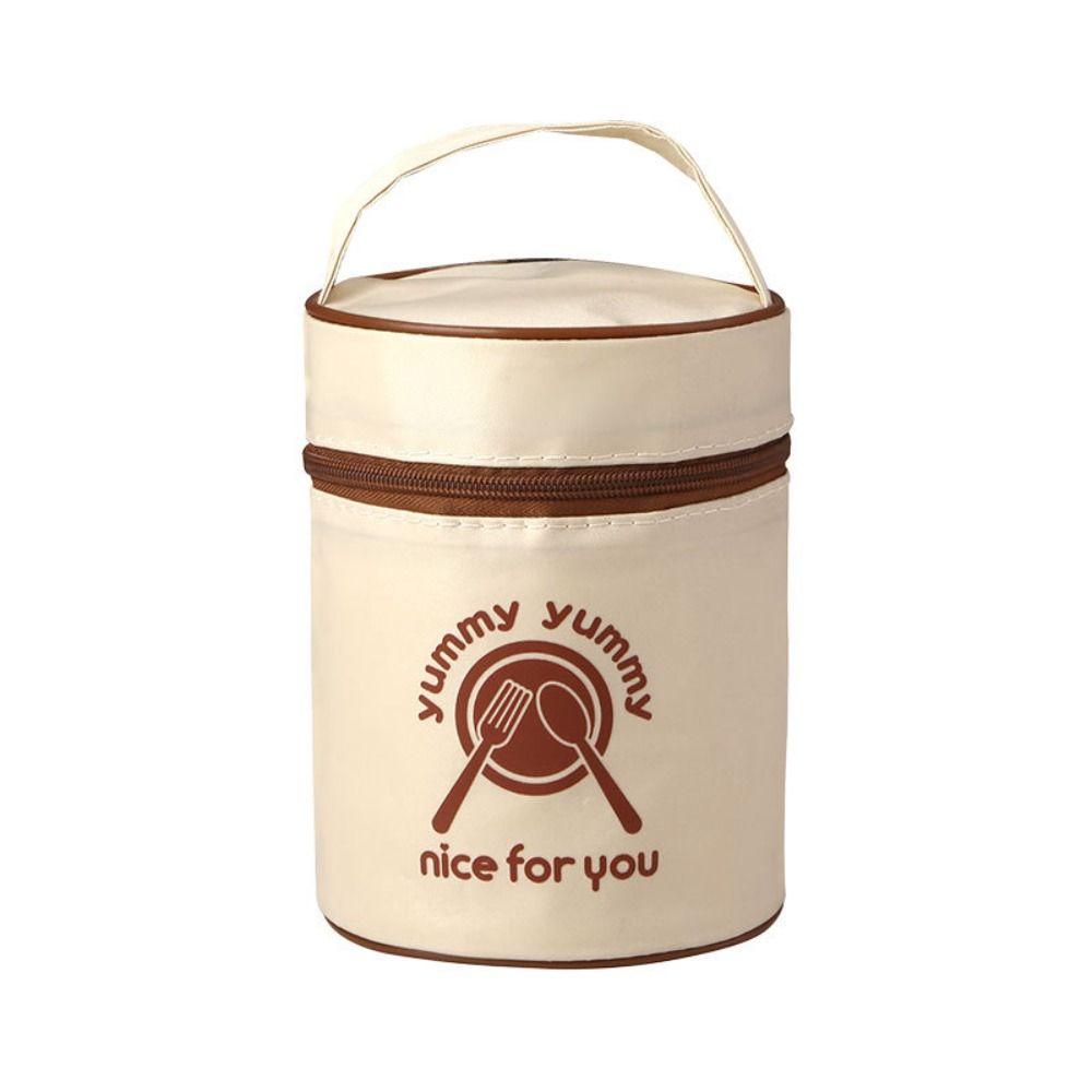 Round Barrel Food Storage Bag Large-Capacity Tote Lunch Bag Portable Lunch Box
