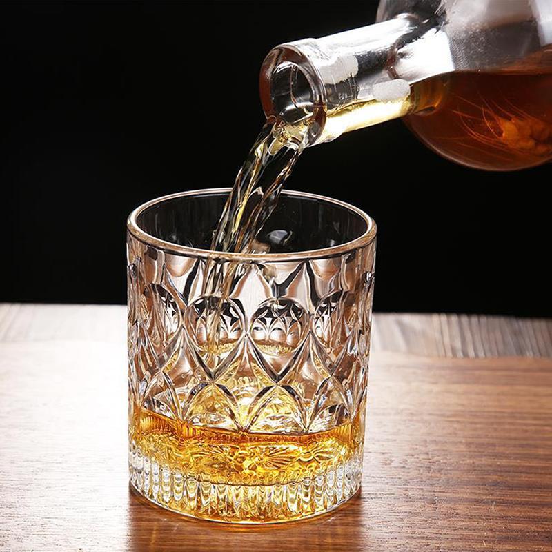 HeY LiLac 240ml Verre à Whisky Droit Texture Écorce Brillante - Ustensile de Bar Premium pour la Maison & Cadeau