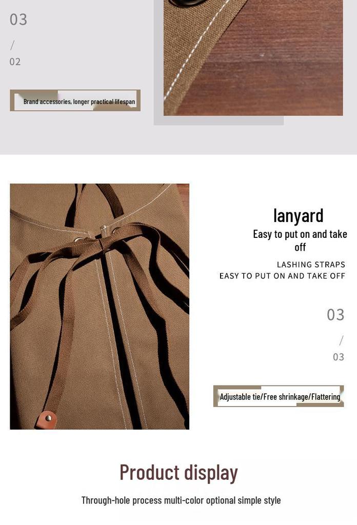 Stain-Resistant Canvas Apron with Logo for Coffee Shops and Nail Art Studios