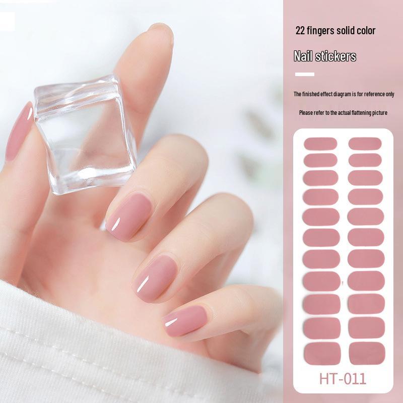 22-Finger Cross-Border Color Block Nail Stickers - No-Bake Gel Full Cover