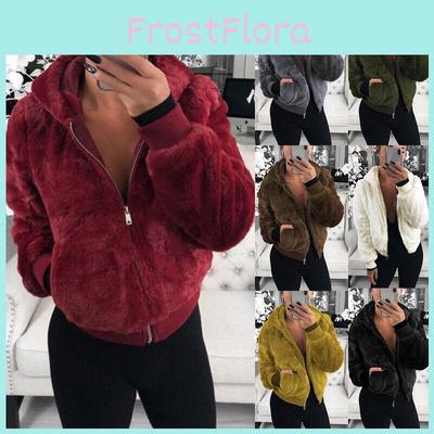 Cappotto Giacca da Donna Lussuoso Orsacchiotto Invernale Caldo con Cappuccio Pelliccia Soffice Capospalla Soprabito