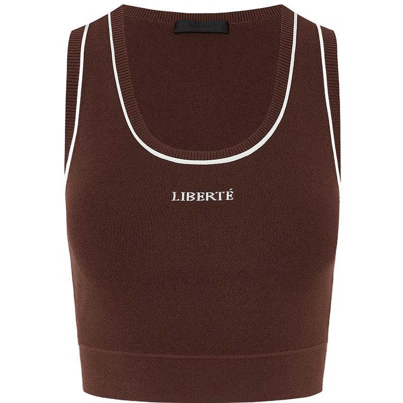 

MO&Co. U-Neck Contrast Trim Knit Cropped Racerback Tank Top XS (155)