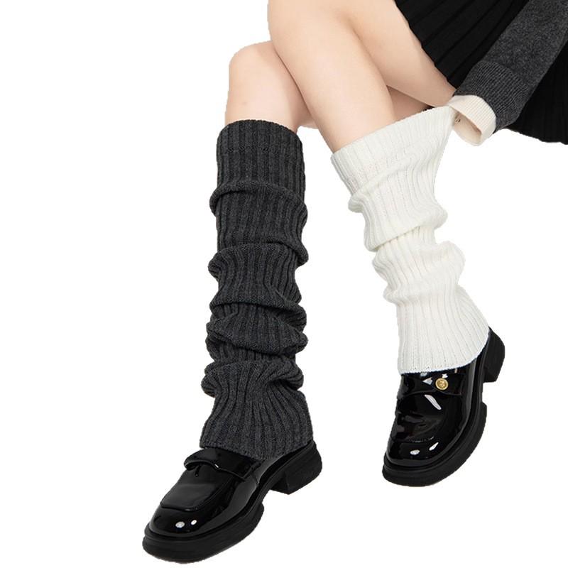 Dámské podzimní/zimní teplé pletené podkolenky - Prodyšné, mladistvý Lolita styl, hřejivé návleky na lýtka