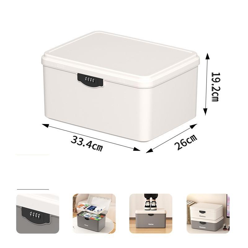Portable Storage Box Lockable File Password Box Large Capacity Household Safe Boxes Home Increase Space Organization Accessories белый 23430₽
