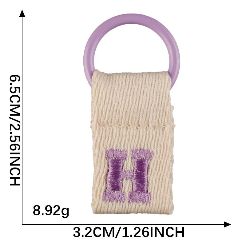 Korean-Inspired Couple Name Tag Backpack Keychain with 26 Letters Embroidered Ribbon