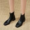 Coarse Heel Fleece Short Boots Women's Spring and Autumn Single Boots French Skinny Boots Martin Pointed Boots Women's Boots