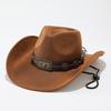 Retro Bull Head Western Cowboy Hat Men and Women, Tibetan Suede Jazz Hat, Hot-selling Curved Top Hat