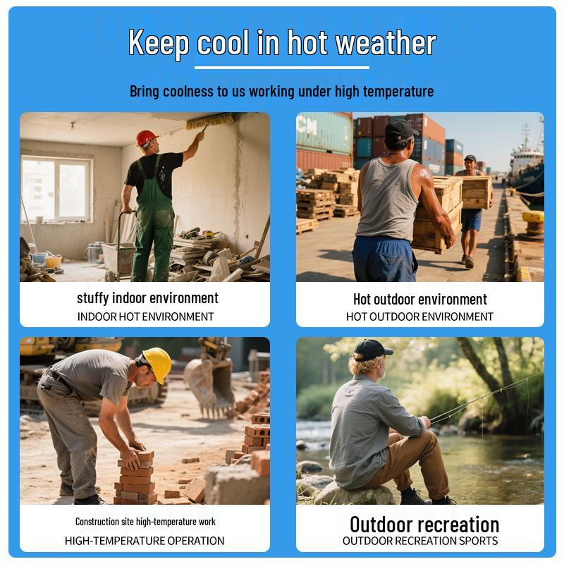 Men's and Women's Summer Cooling Workwear: Rechargeable, Fan-Integrated, Waterproof, UV-Resistant, Heatstroke-Prevention Clothing.