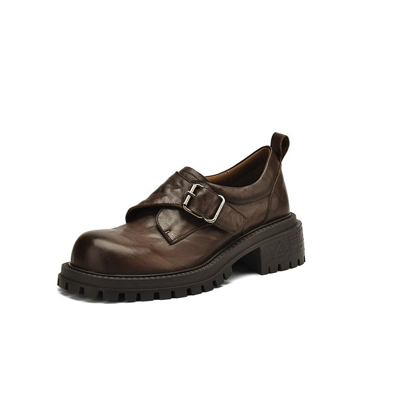 Fashion 2025 New Arrival Soft Genuine Leather Women Heels Shoes Round Toe Comfortable Fashion Casual Mid Heel Shoes Four Seasons Shoes