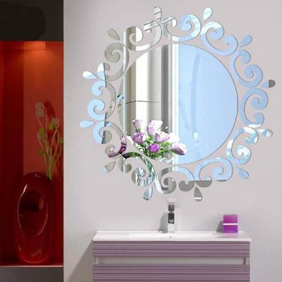 DIY 3D Wandaufkleber Spiegel Badezimmer Aufkleber Acryl Home Dekoration Silber