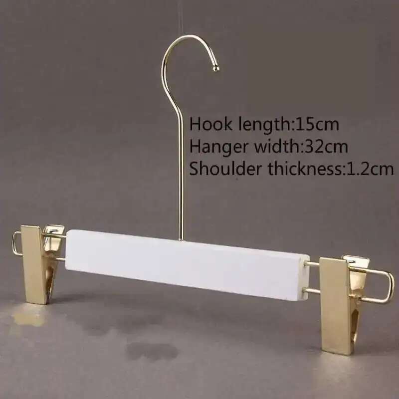5PCS White Lady Garment Hangers White Wooden Store Chothing Display Hanger Golden Hook Korean Version Custom Logo Engraved