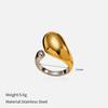 1 Piece Stylish Exquisite 304 Stainless Steel Open 18K Gold Plated Silver Plated Two Tone Rings For Women Gift Europe America
