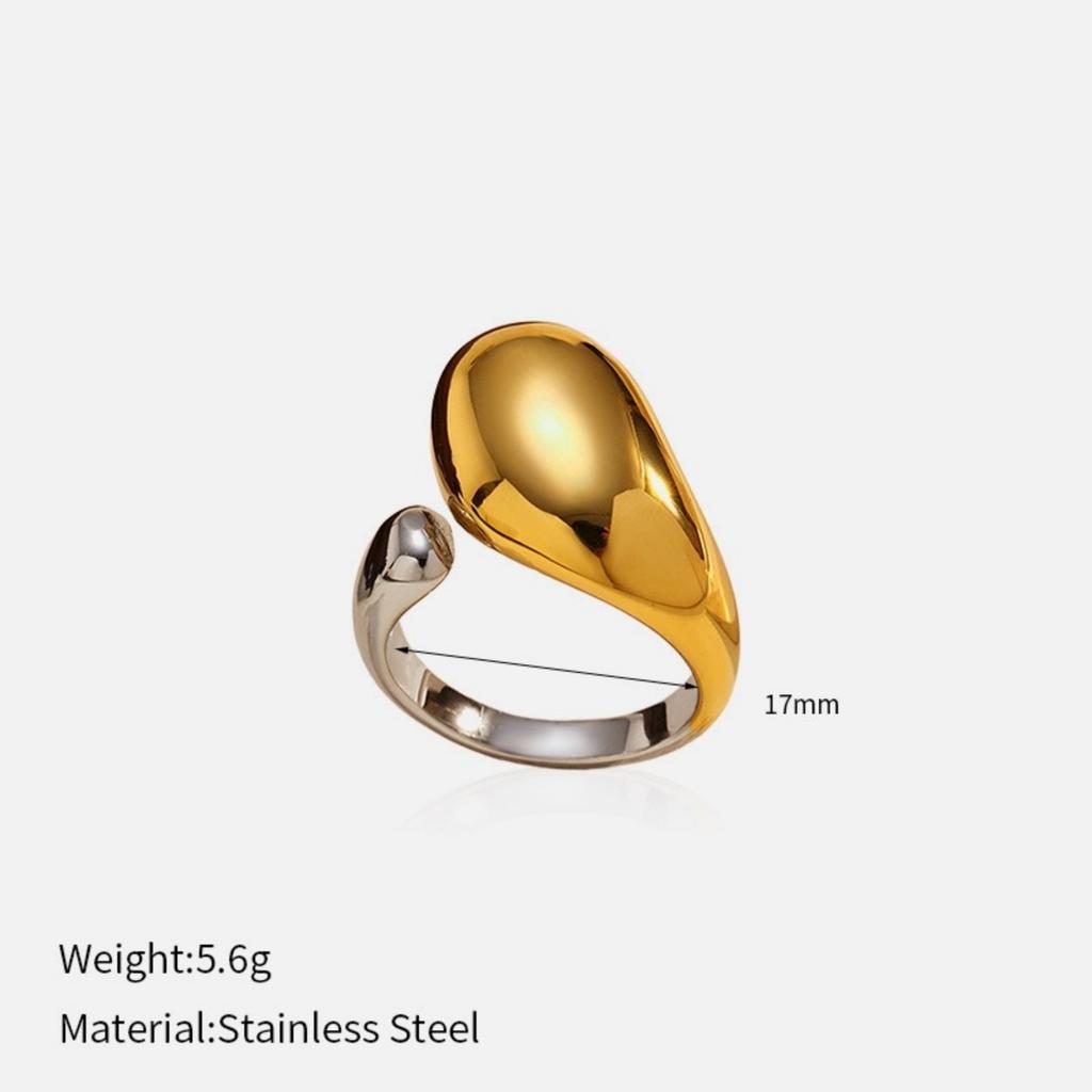 1 Piece Stylish Exquisite 304 Stainless Steel Open 18K Gold Plated Silver Plated Two Tone Rings For Women Gift Europe America