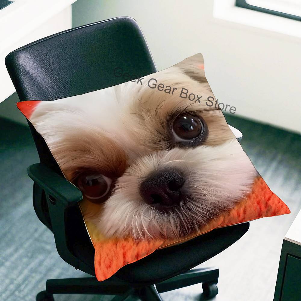 Bonita Funda de Almohada de Shih Tzu Fundas de Almohada de Felpa Decoración del Hogar Funda de Almohada para Sofá Cama Silla Sala de Estar