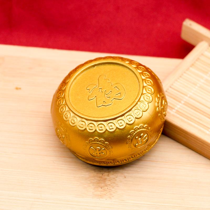 Sand Gold Treasure Basin with Golden Toad Ornament - Chinese Style Decor for Home, Office, or Shop