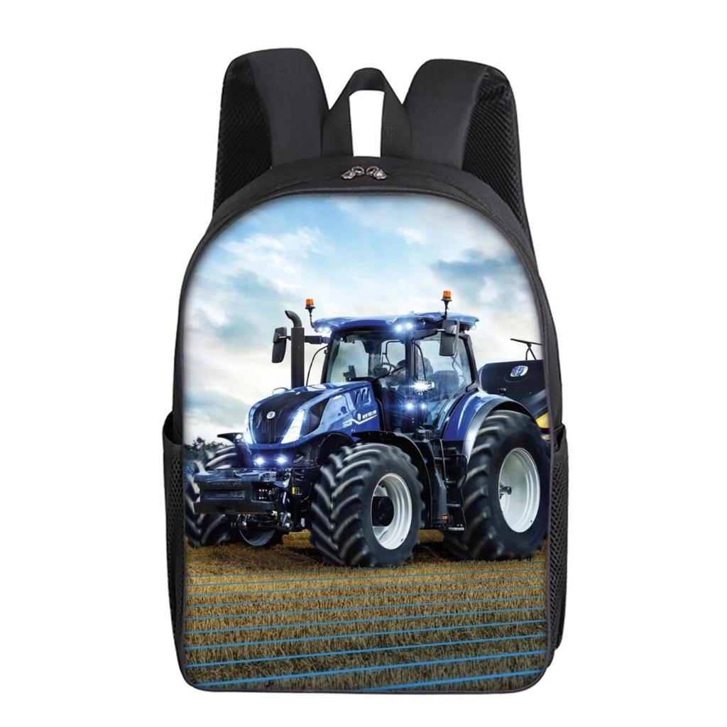 Excavator Printing Single Layer Backpack for Boy and Girls Best Gifts 2D Flat Cartoon School Bags for Children