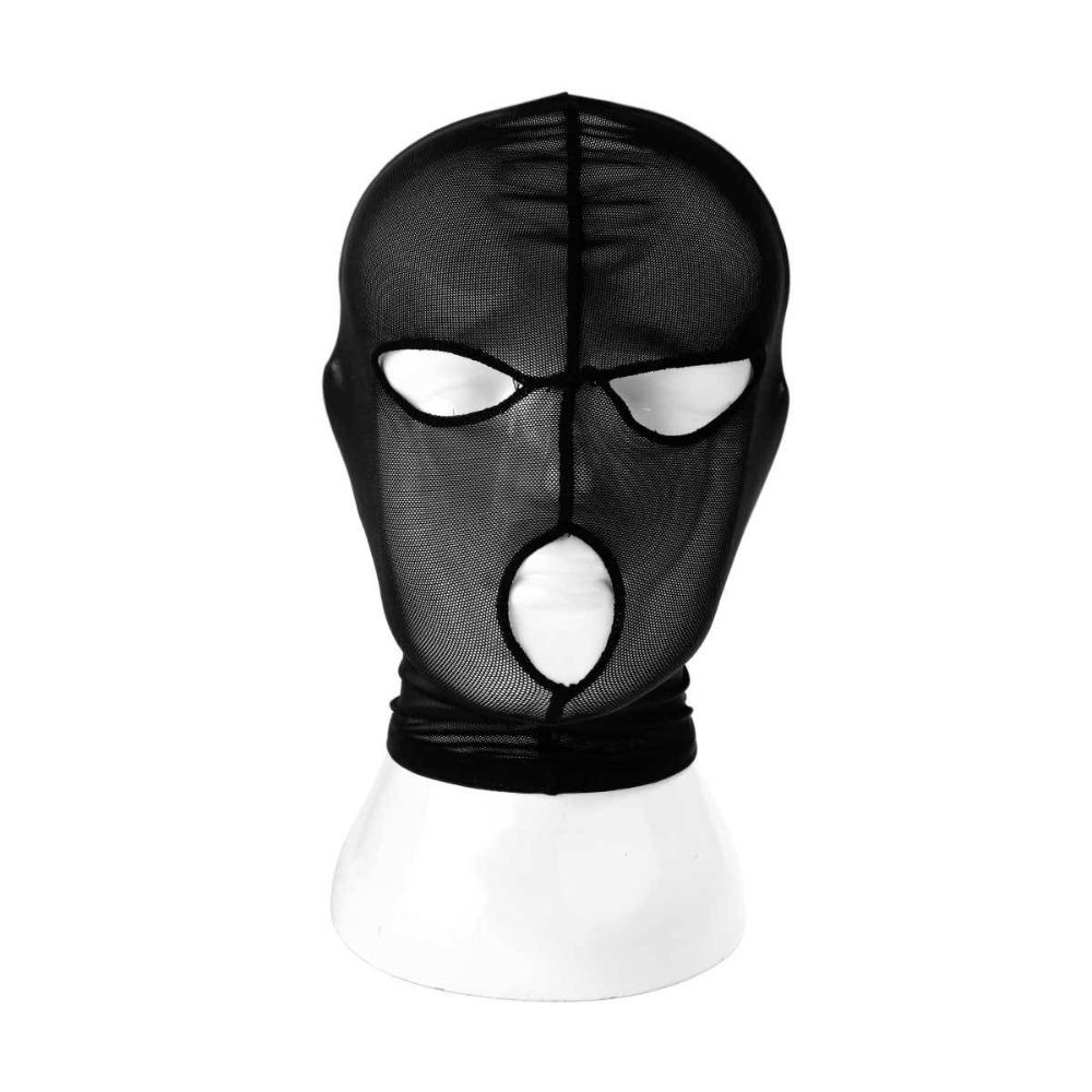Sexy Black Lace Mask See-through Full Face Hood Fashion Cosplay Headgear  Parties