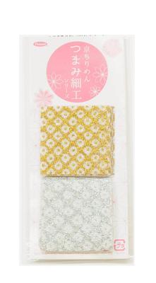 Takagi Fiber Panami Kyoto Chirimen Tsumami Zaiku 2 10 Sheets Chirimen Fabric Scraps and TM36 Pre-Cut Fabric, Colors, Each, (Gold Silver),