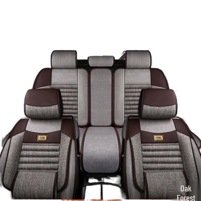 Universeller Leinen-Autositzbezug, Vollständige Umhüllung für fünf Sitze – Ganzjahresstil