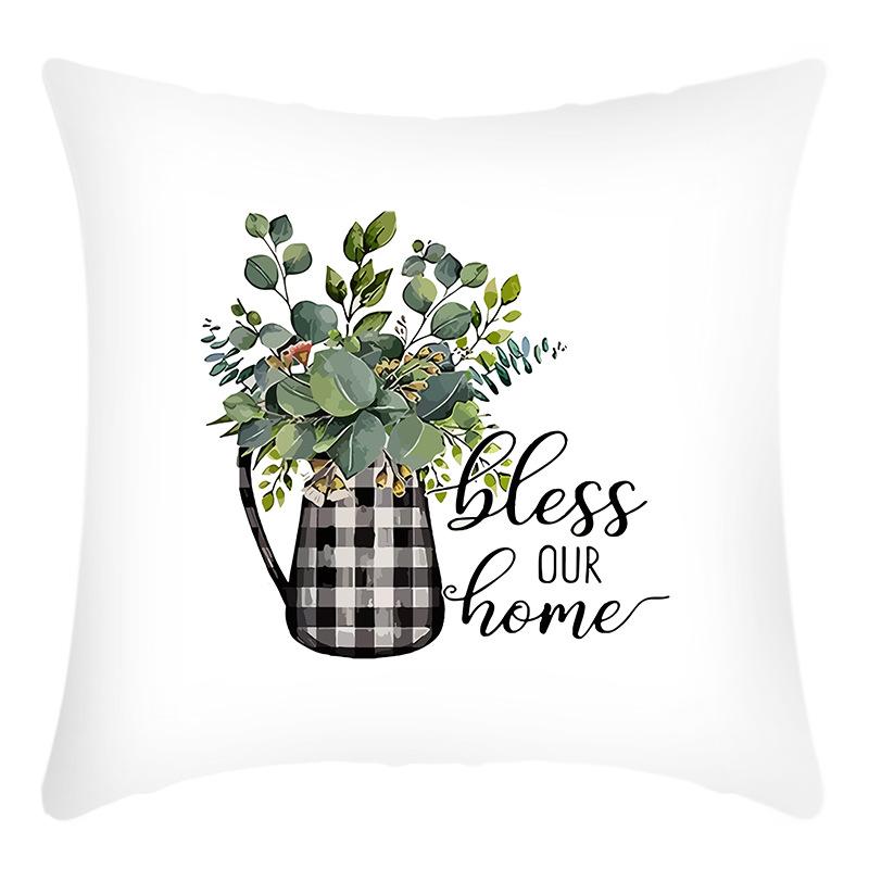 Fashionable Spring Flower Spring Elements Pillow Cover Linen Flower Cushion Pillow Cover