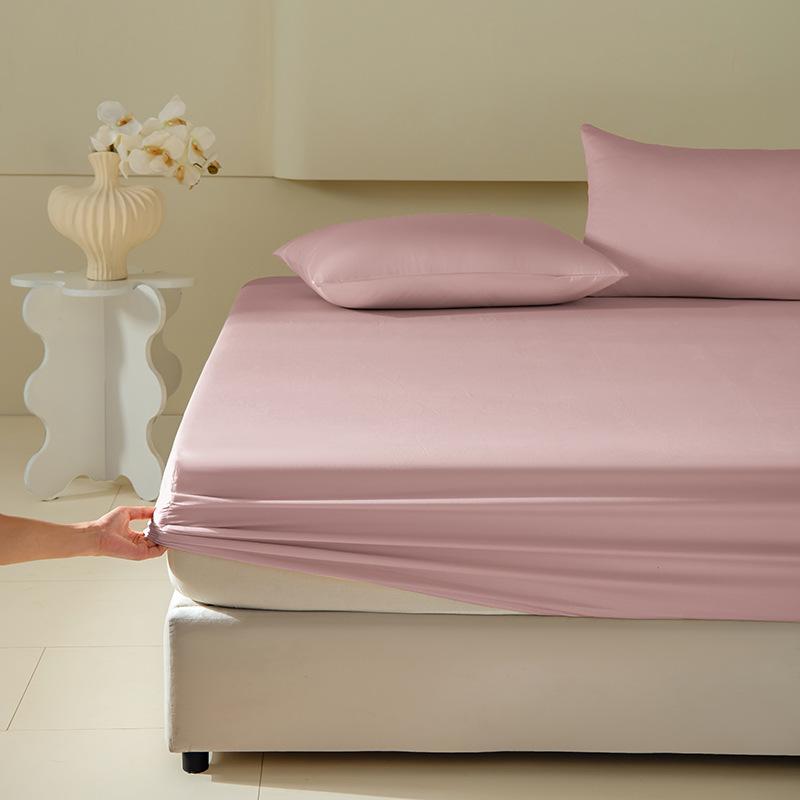 A-Class Sateen Cotton Fitted Sheet Set - Stylish Solid Color, Non-Slip Mattress Protector Cover (3 Pieces)