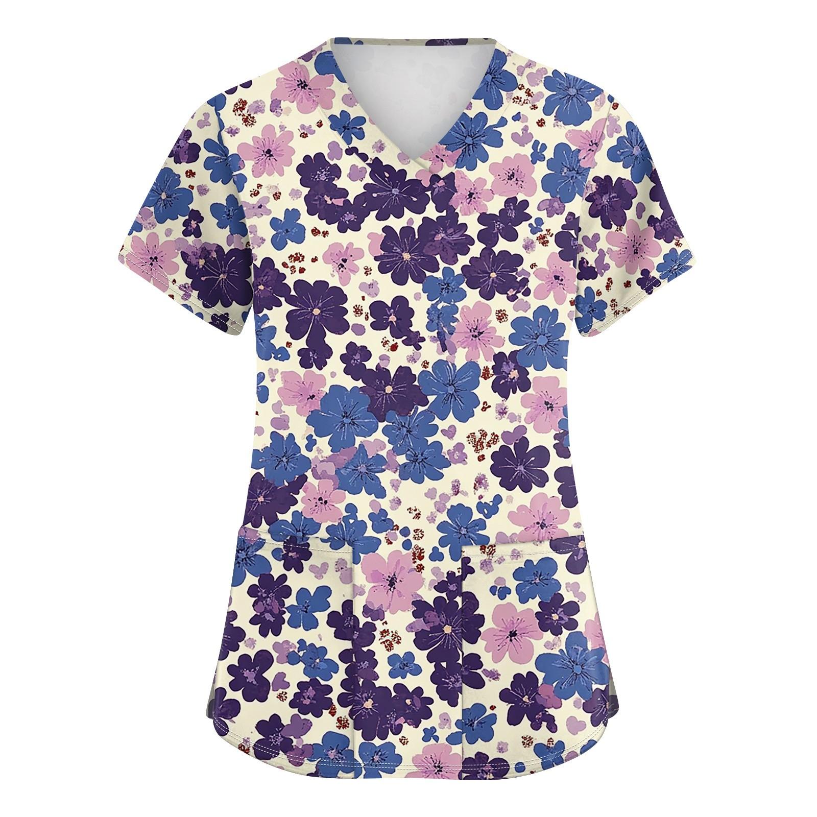 

Женская мода с v-образным вырезом, короткими рукавами и карманами, топы с принтом S бежевый