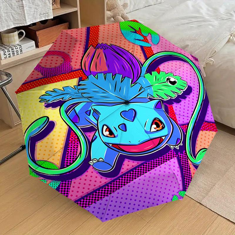 1pc Bulbasaur, Pokémon Automatic Folding Umbrella] Durable Iron Frame & Rod, Portable Folding, Makes a Great Holiday Gift yy251016285