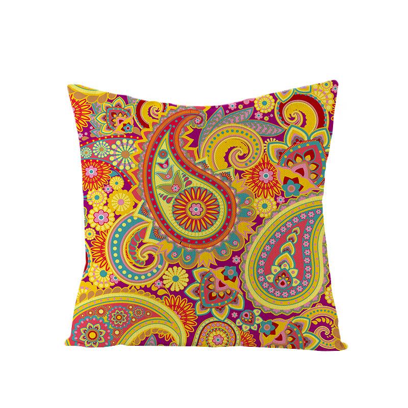 New Bohemian Style Cashew Flower Ethnic Style Linen Pillow Cover Car Cushion Pillow Cover