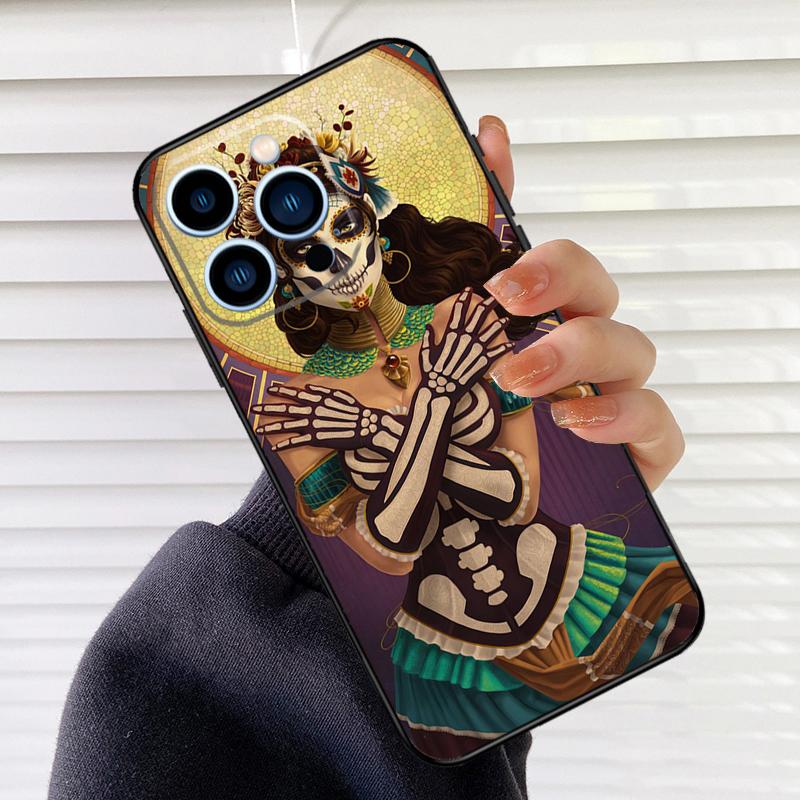 

Catrina Beautiful Rose Girl Skull Phone Case For iPhone 17 16 15 14 11 12 13 Pro Max Mini 15 16 Plus 16e 17Air Cover Fundas iPhone 14Pro MAX