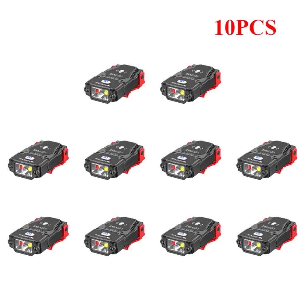 1-10pcs LED Sensor Headlamp USB Rechargeable Hat Clip Cap Light Torch Camping Headlamp Work Light For Hiking Fishing Headlight