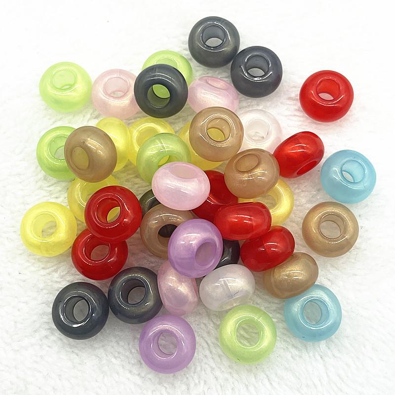 20pcs 14mm Mix Colour Big Hole Acrylic Beads Spacer Loose Beads for Jewelry Making DIY Handmade Bracelet Accessories(hole:5mm)