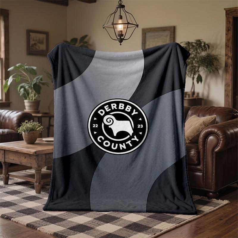 Derby County Football Print Flannel Blanket Soft Warm Sofa Bed Throw Blanket For Home Office Bedroom
